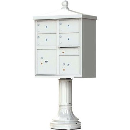 FLORENCE MFG CO Vital Cluster Box Unit w/Vogue Traditional Accessories, 4 Mailboxes & 2 Parcel Lockers, Postal Grey 1570-4T5V2AF